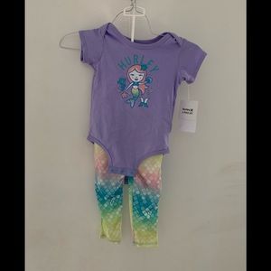 Hurley 2 piece set mermaid girls outfit size 18M NWT